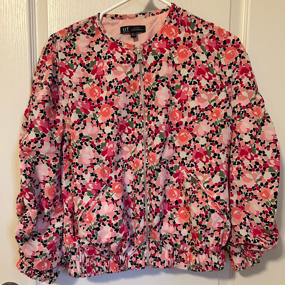 Zara Floral Pink Bomber Jacket